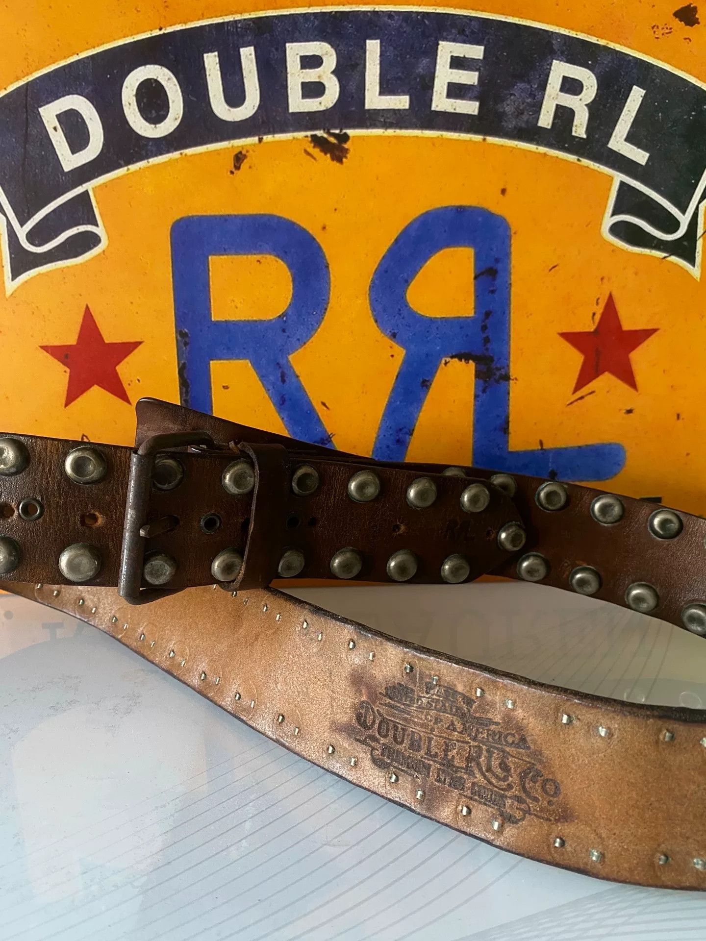 RRL Ralph Lauren Limited Edition Double RL Leather Belt Size ONE SIZE - 6 Thumbnail