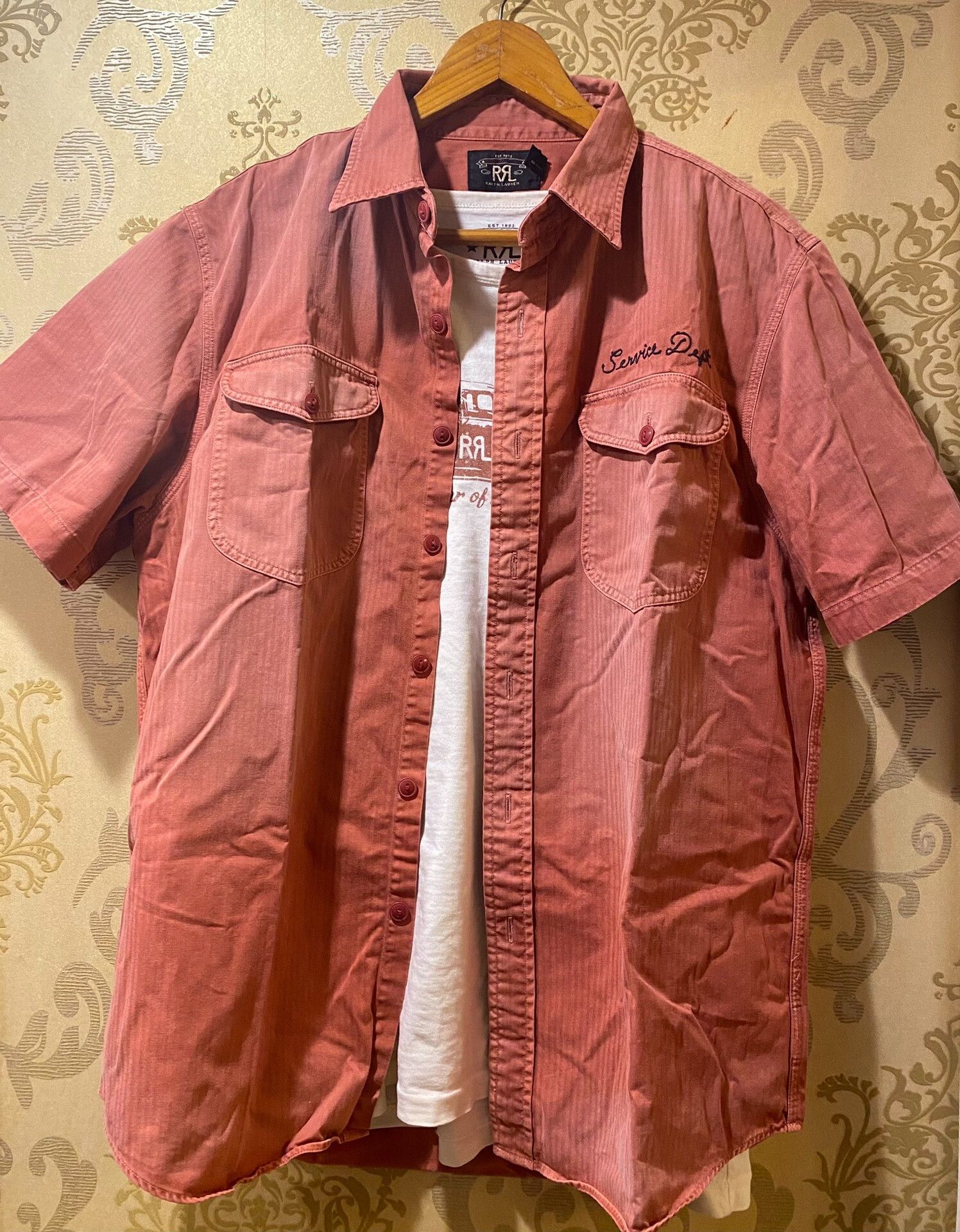 RRL Ralph Lauren Vintage RRL Service Dept Short Sleeve Shirt Size US L / EU 52-54 / 3 - 3 Thumbnail