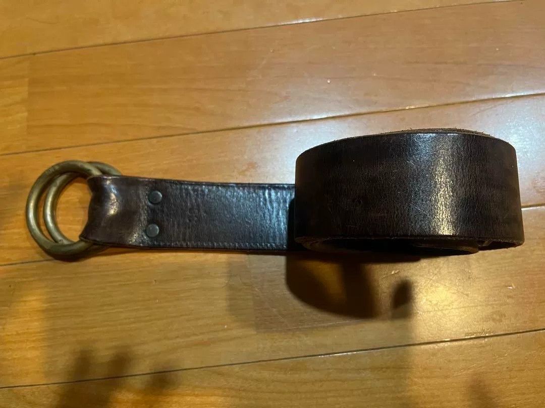 RRL Ralph Lauren Classic Double RL Brass Buckle Leather Belt Size ONE SIZE - 8 Thumbnail