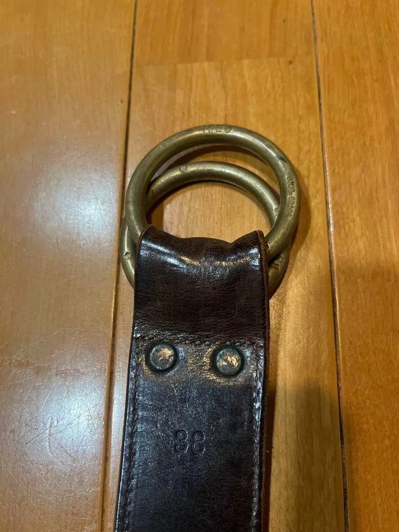 RRL Ralph Lauren Classic Double RL Brass Buckle Leather Belt Size ONE SIZE - 2 Thumbnail