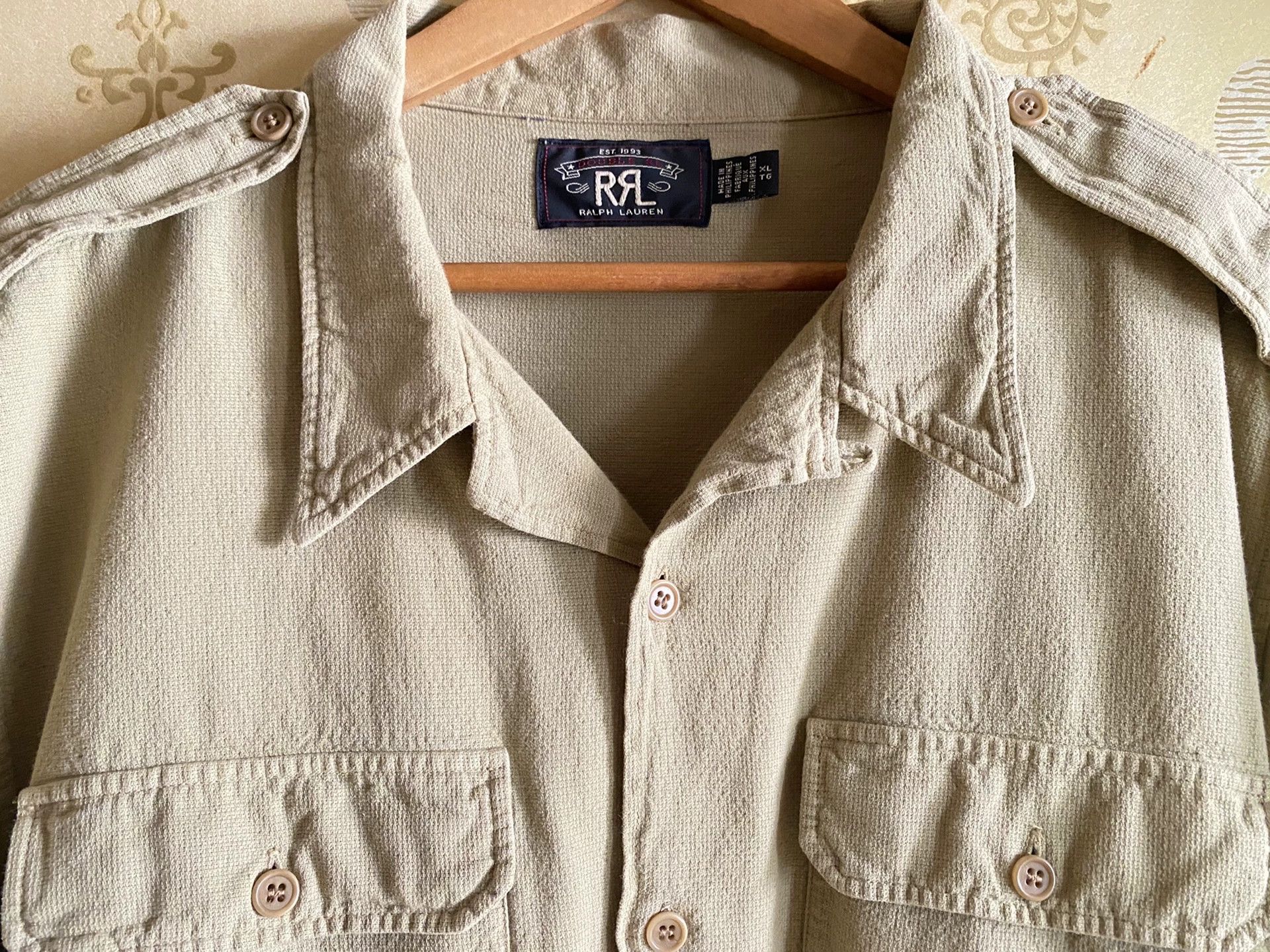 RRL Ralph Lauren RRL Cotton Dobby Camp Shirt for Men Size US XL / EU 56 / 4 - 3 Thumbnail