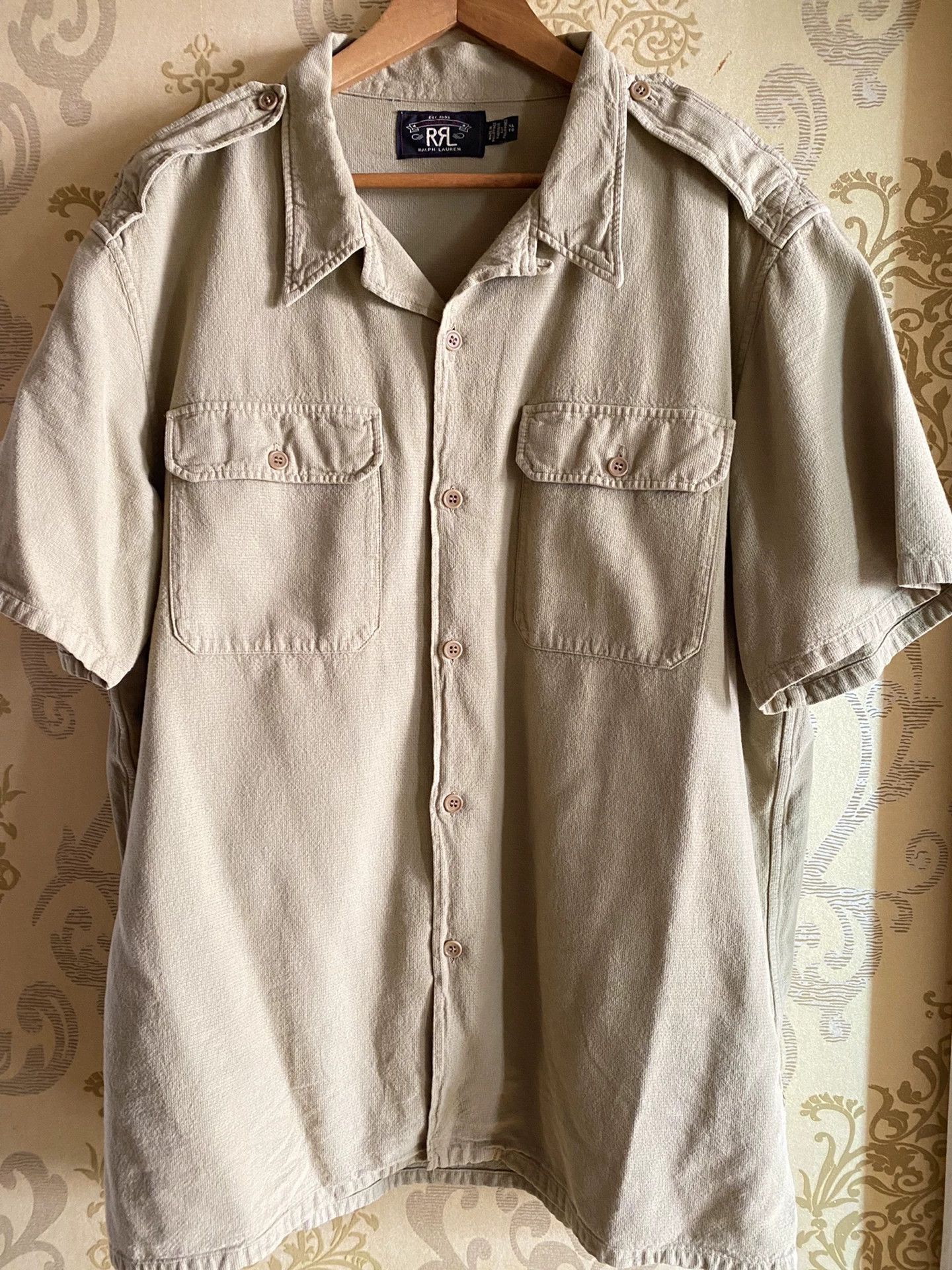 RRL Ralph Lauren RRL Cotton Dobby Camp Shirt for Men Size US XL / EU 56 / 4 - 2 Thumbnail