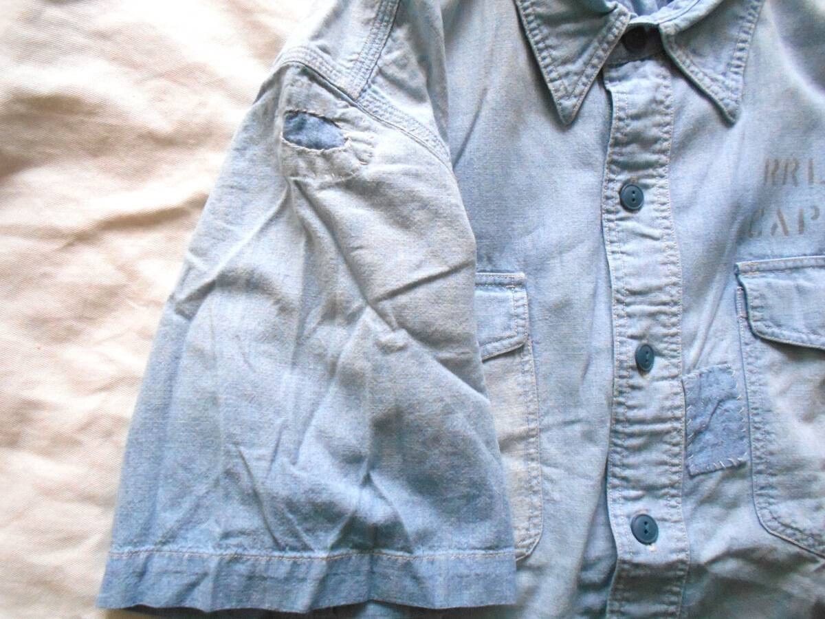 RRL Ralph Lauren Vintage Blue Military Patch Shirt Size US L / EU 52-54 / 3 - 6 Thumbnail
