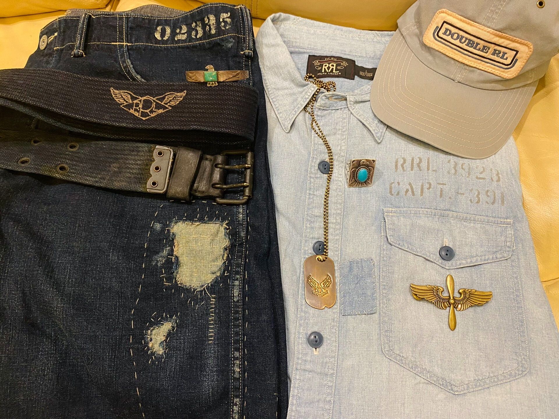 RRL Ralph Lauren Vintage Blue Military Patch Shirt Size US L / EU 52-54 / 3 - 2 Thumbnail