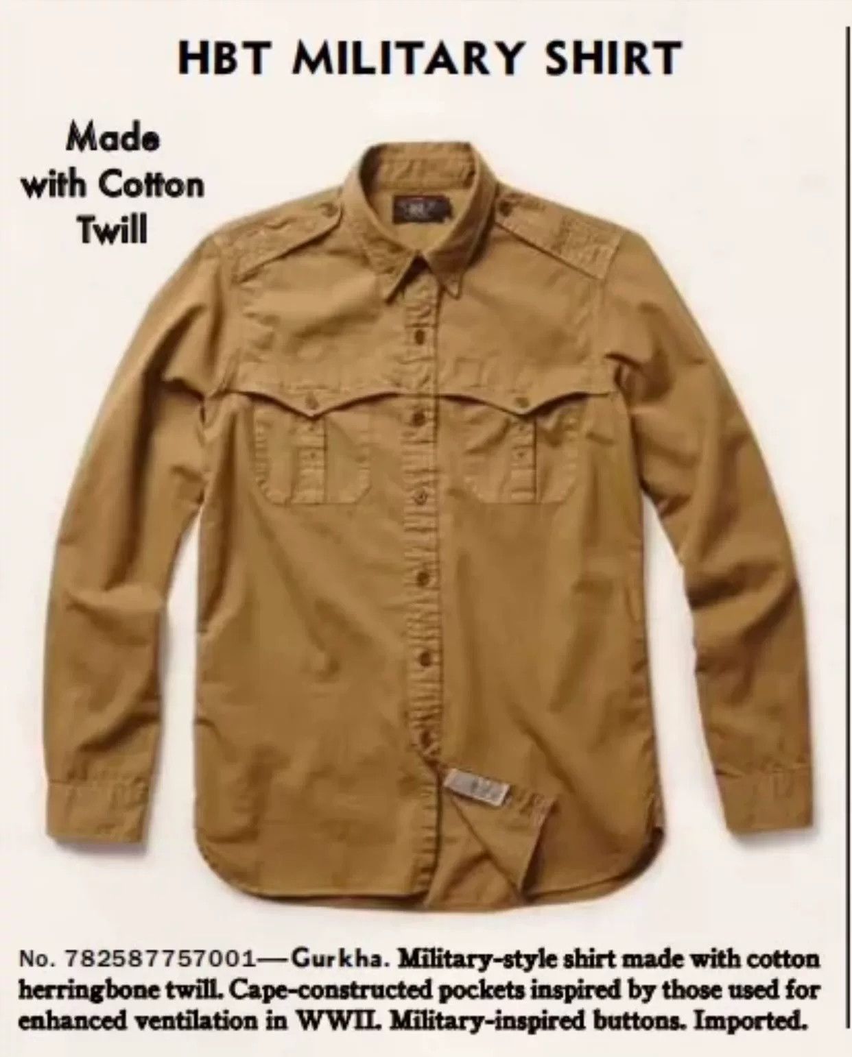RRL Ralph Lauren Military Style Gurkha Shirt Size US XL / EU 56 / 4 - 7 Thumbnail