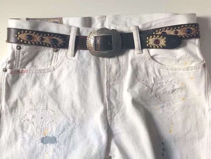 RRL Ralph Lauren Vintage Double RL Studded Leather Belt Size ONE SIZE - 9 Thumbnail