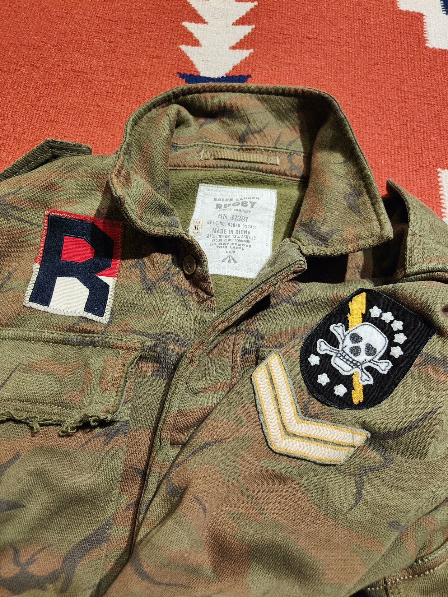 RRL Ralph Lauren Rugby Camouflage Knitted Military Jacket Size US M / EU 48-50 / 2 - 2 Thumbnail