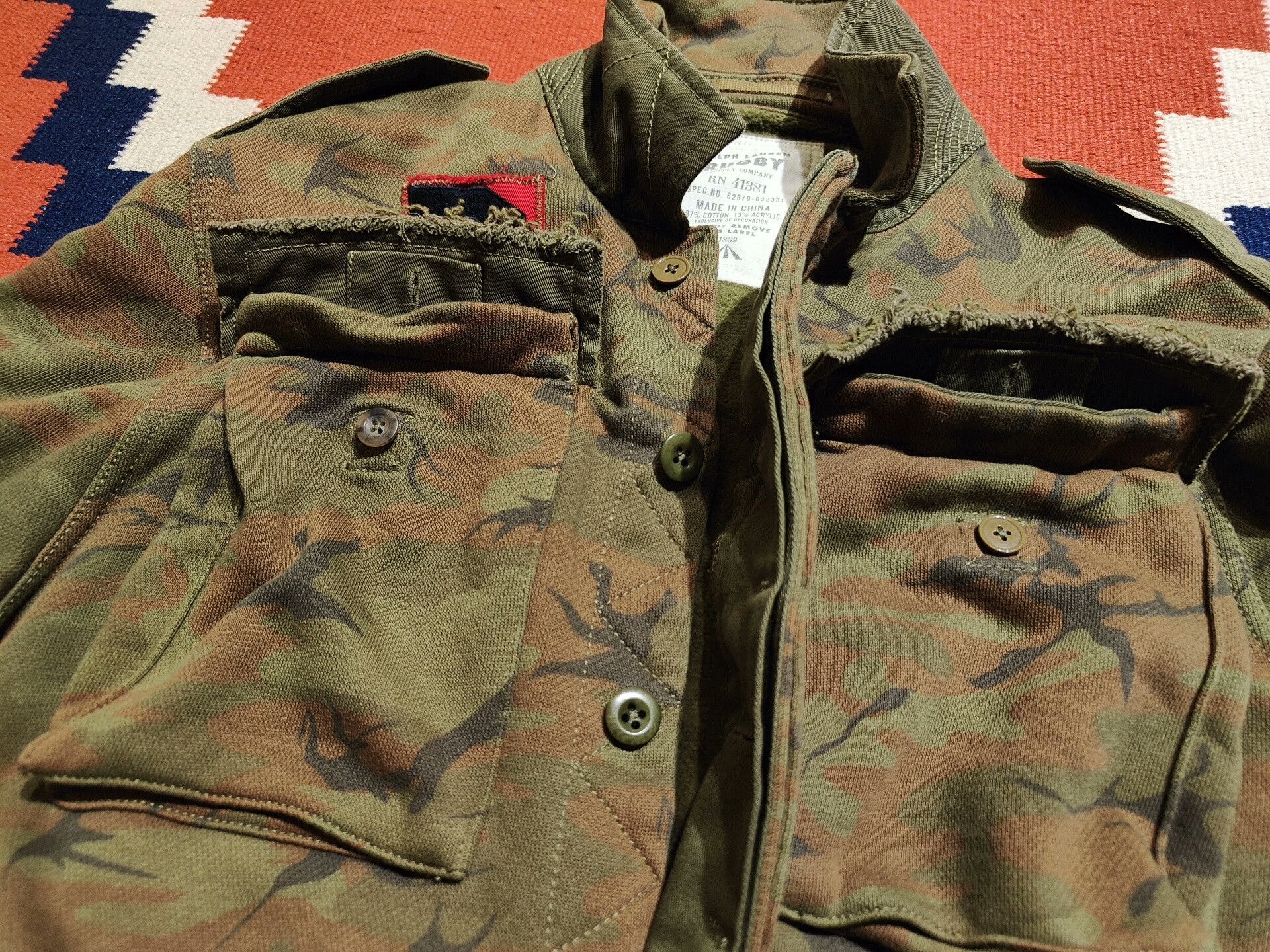 RRL Ralph Lauren Rugby Camouflage Knitted Military Jacket Size US M / EU 48-50 / 2 - 4 Thumbnail