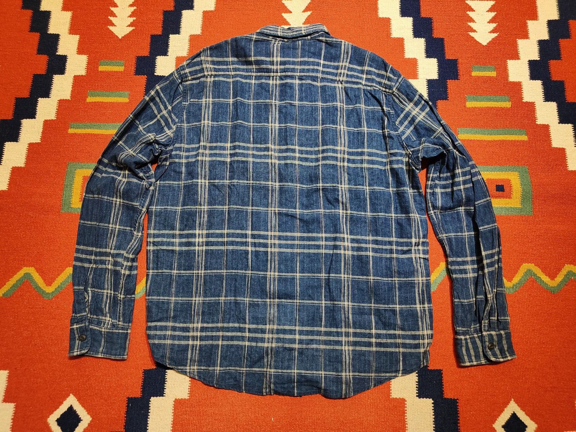 RRL Ralph Lauren Blue Plaid Denim Supply Shirt Size US L / EU 52-54 / 3 - 2 Thumbnail