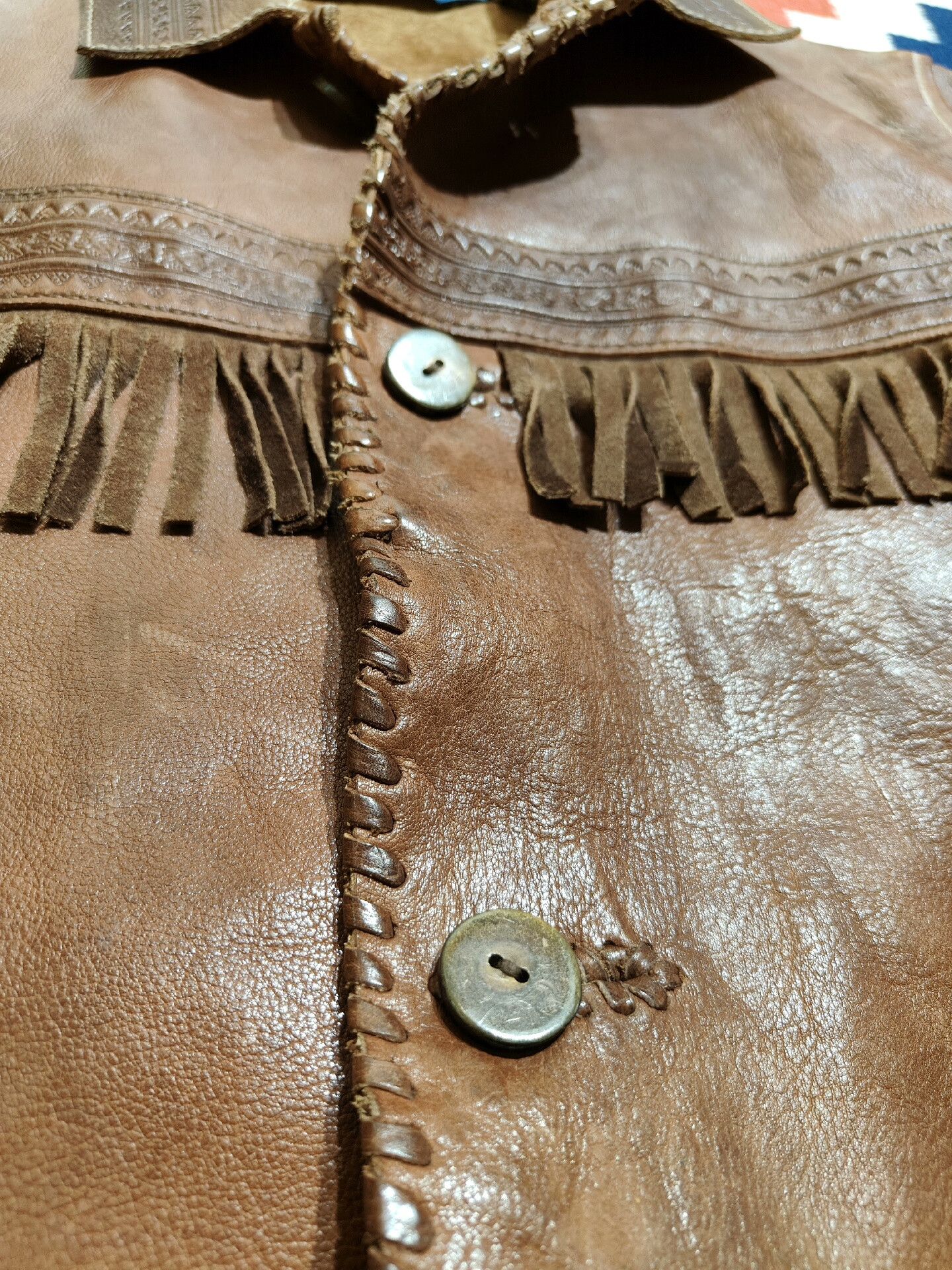 Vintage Vintage Ralph Lauren Fringed Leather Jacket Size US M / EU 48-50 / 2 - 6 Thumbnail