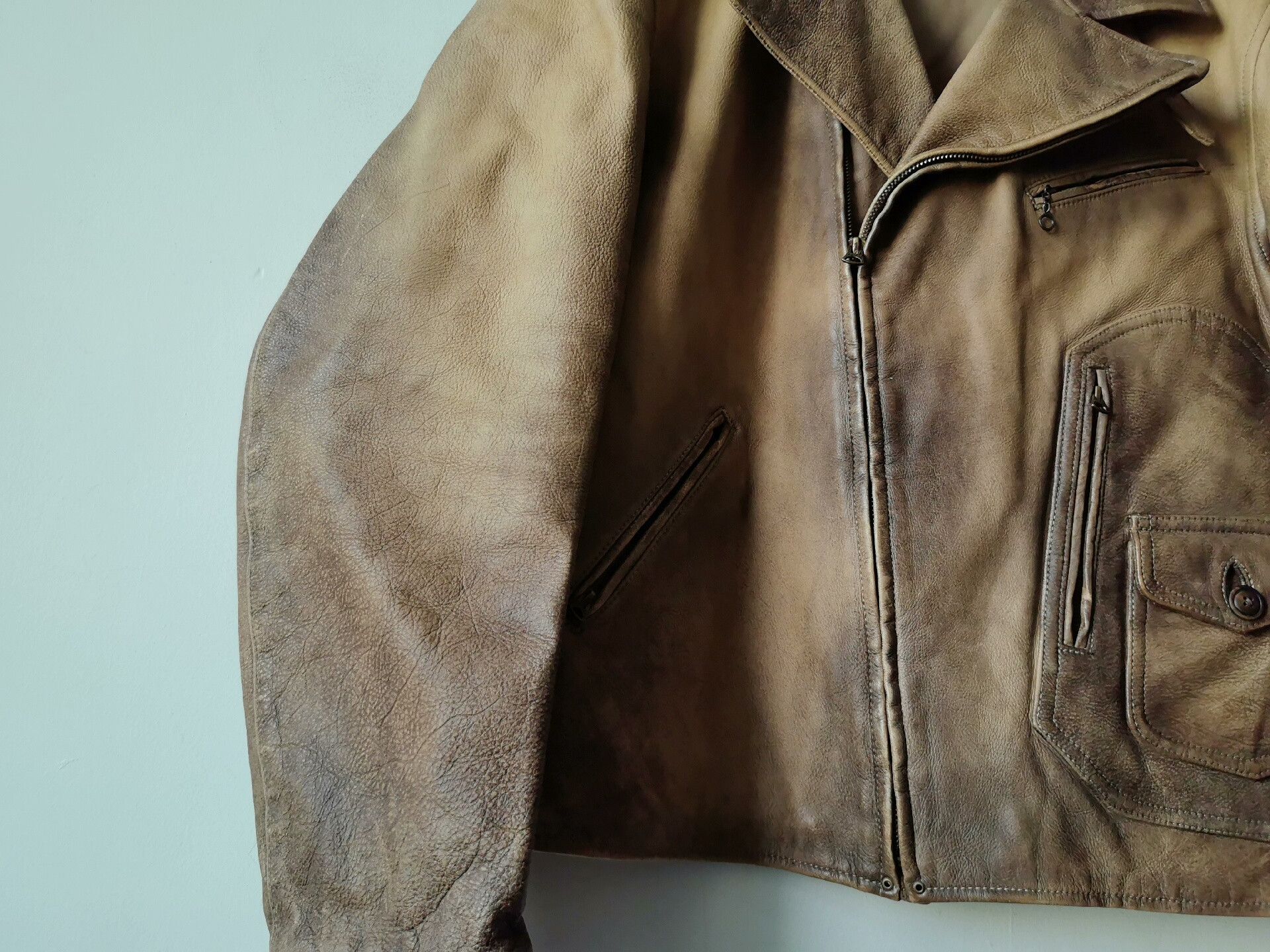 RRL Ralph Lauren rrl vintage heavy leather jacket Size US XL / EU 56 / 4 - 6 Thumbnail