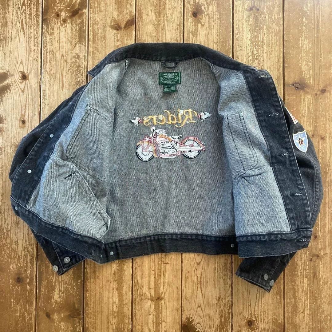 RRL Ralph Lauren vintage ralph lauren motorcycle denim jacket Size M / US 6-8 / IT 42-44 - 3 Thumbnail