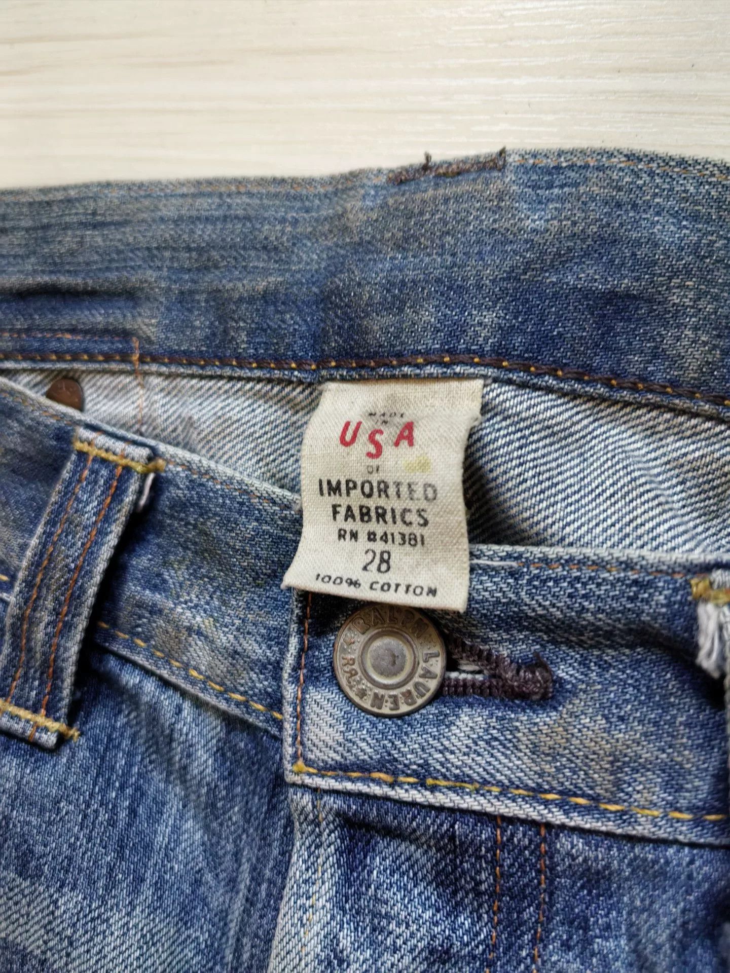 RRL Ralph Lauren rrl vintage blue distressed denim pants Size US 30 / EU 46 - 6 Thumbnail