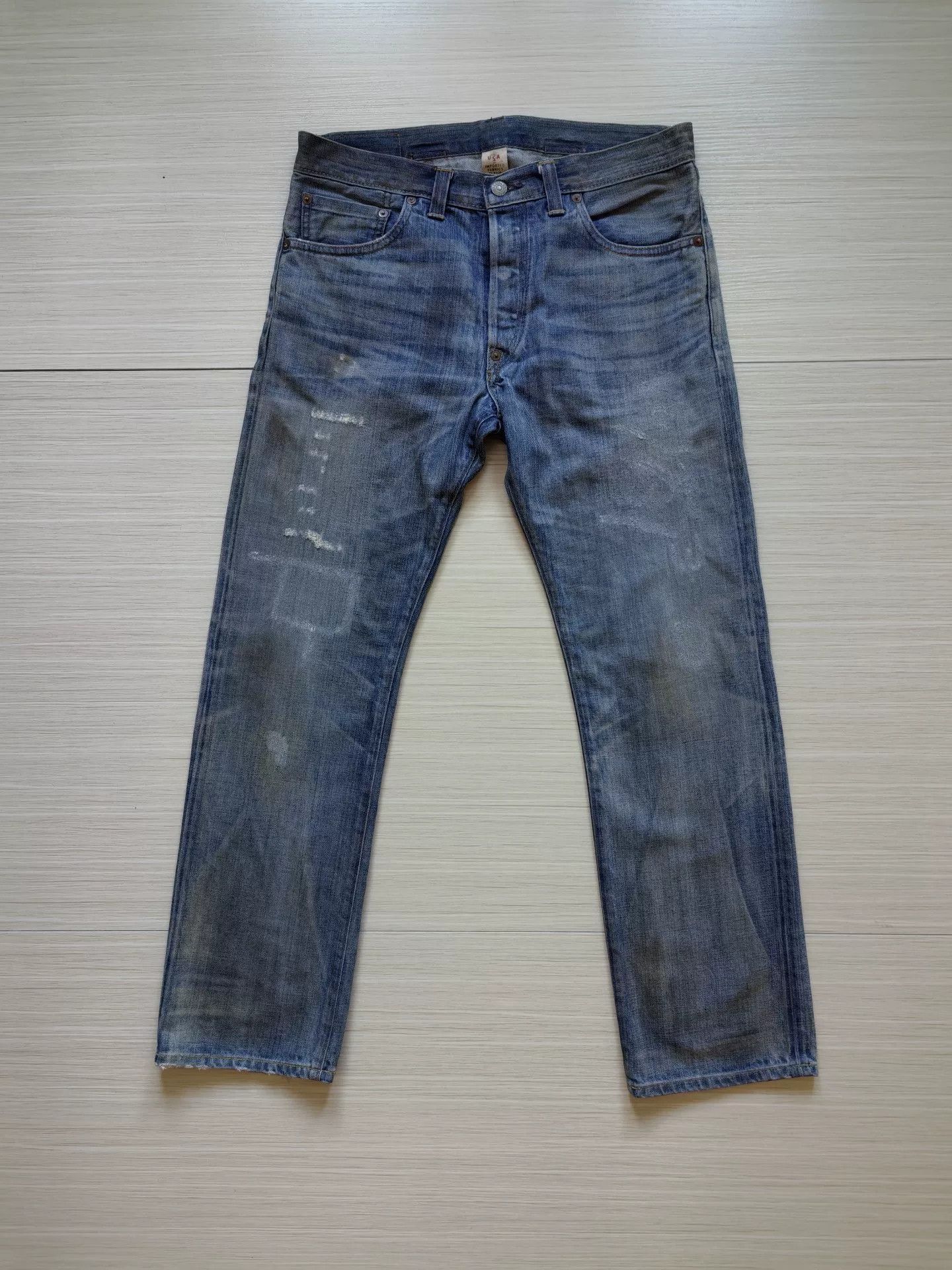 RRL Ralph Lauren rrl vintage blue distressed denim pants Size US 30 / EU 46 - 2 Thumbnail