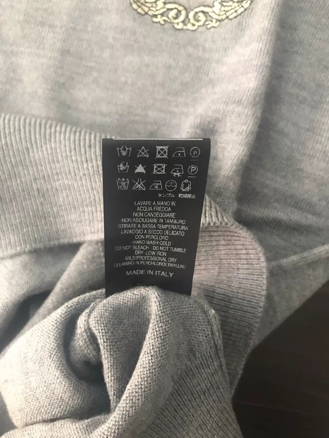 Billionaire Couture luxury gray wool sweater with logo Size US L / EU 52-54 / 3 - 8 Thumbnail
