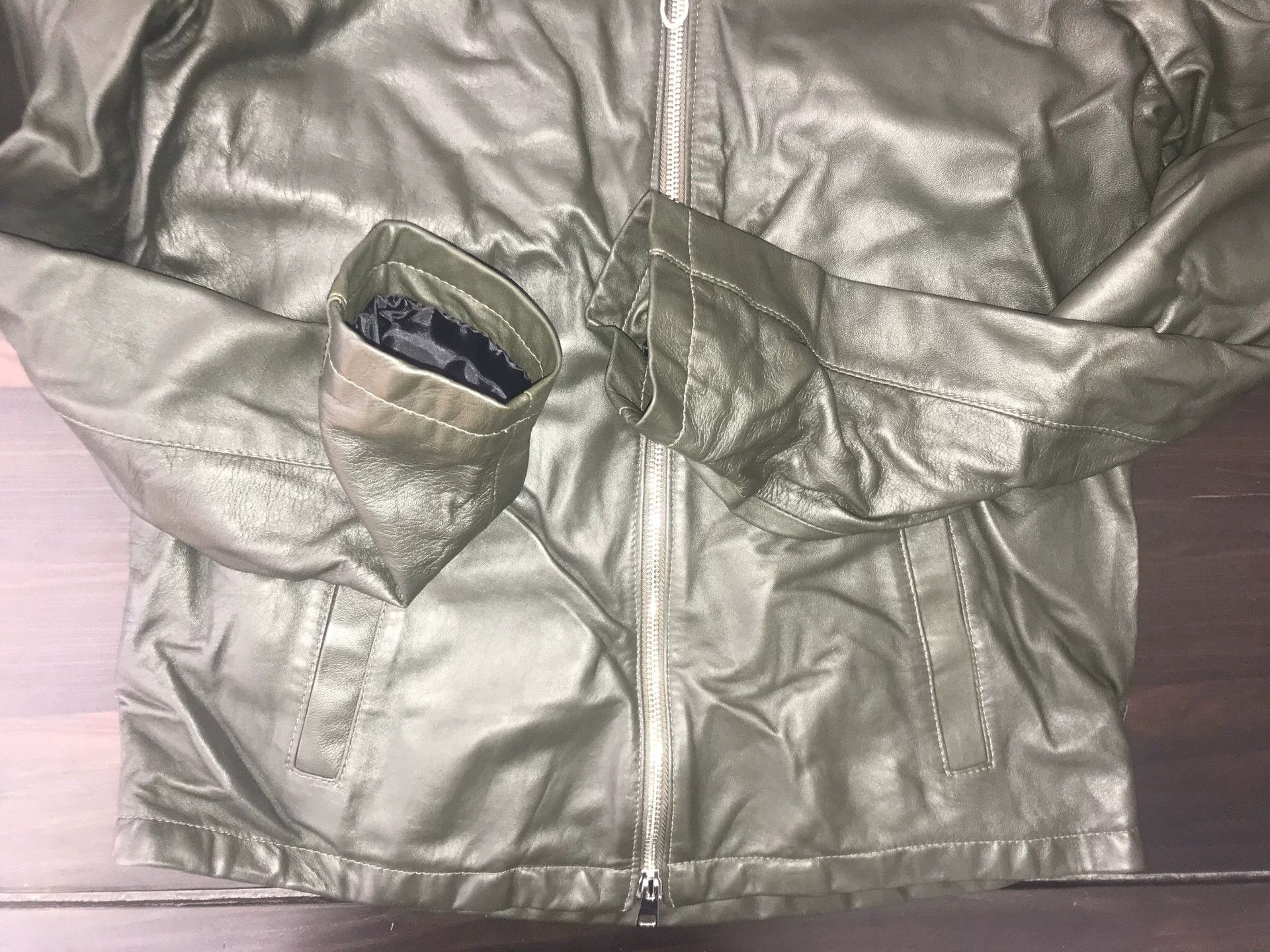 Giorgio Brato handcrafted dark green leather motorcycle jacket Size US L / EU 52-54 / 3 - 4 Thumbnail