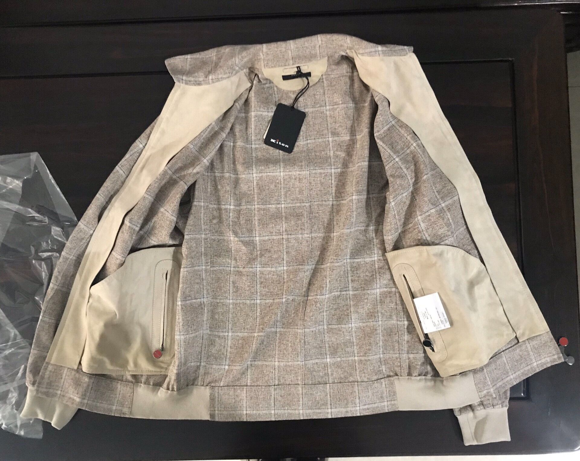 Brunello Cucinelli premium men's jacket in light beige checkered pattern Size US L / EU 52-54 / 3 - 3 Thumbnail