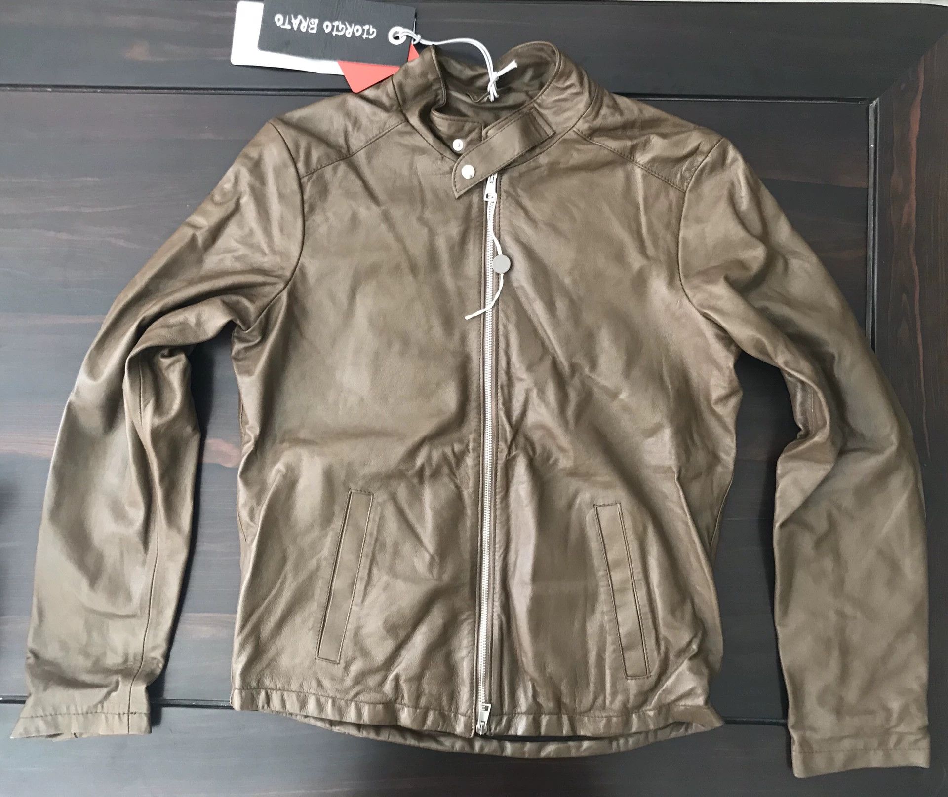 Giorgio Brato brown leather motorcycle jacket by giorgio brato Size US L / EU 52-54 / 3 - 4 Thumbnail
