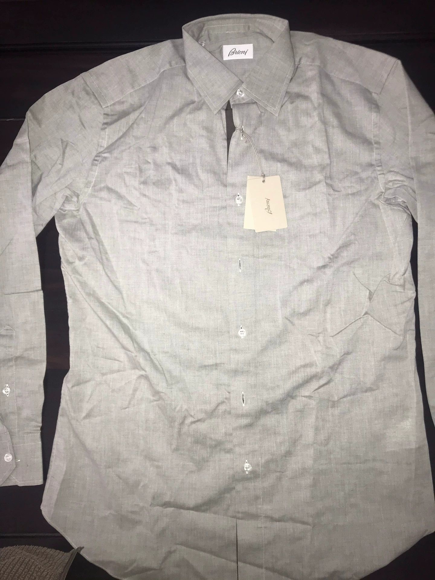 Brioni brand new breathable gray woven shirt Size US S / EU 44-46 / 1 - 3 Thumbnail
