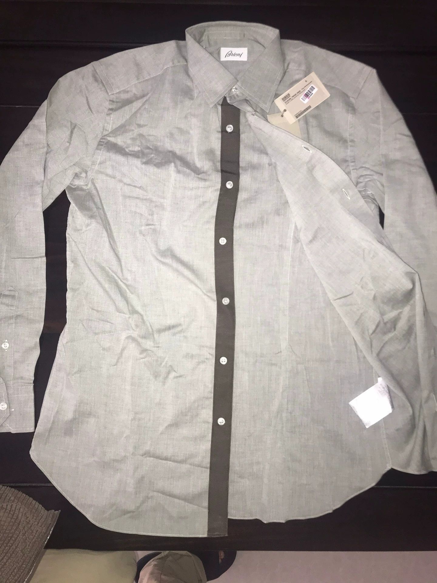 Brioni brand new breathable gray woven shirt Size US S / EU 44-46 / 1 - 4 Thumbnail