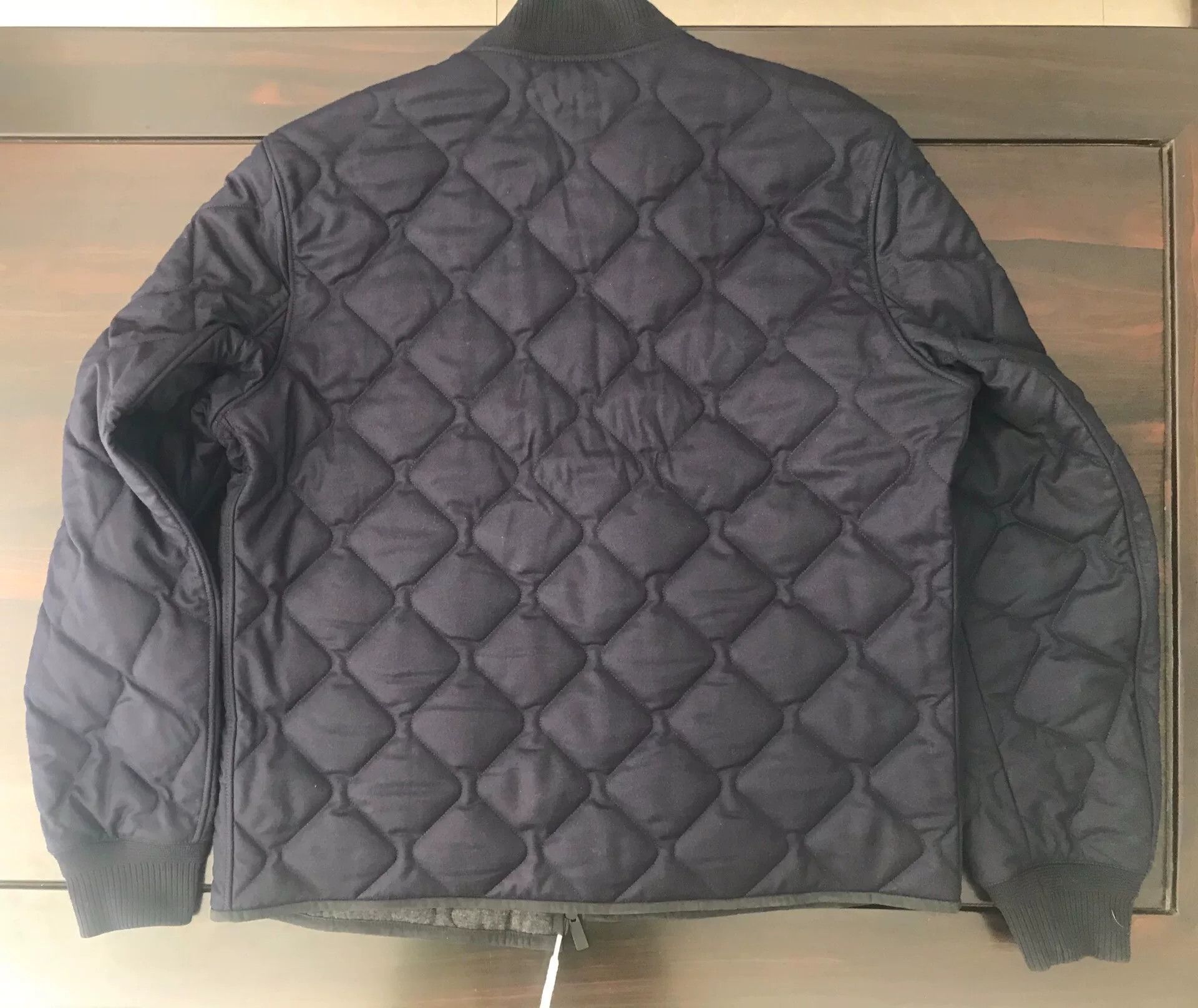 Ermenegildo Zegna navy quilted wool jacket with leather trim Size US L / EU 52-54 / 3 - 2 Thumbnail
