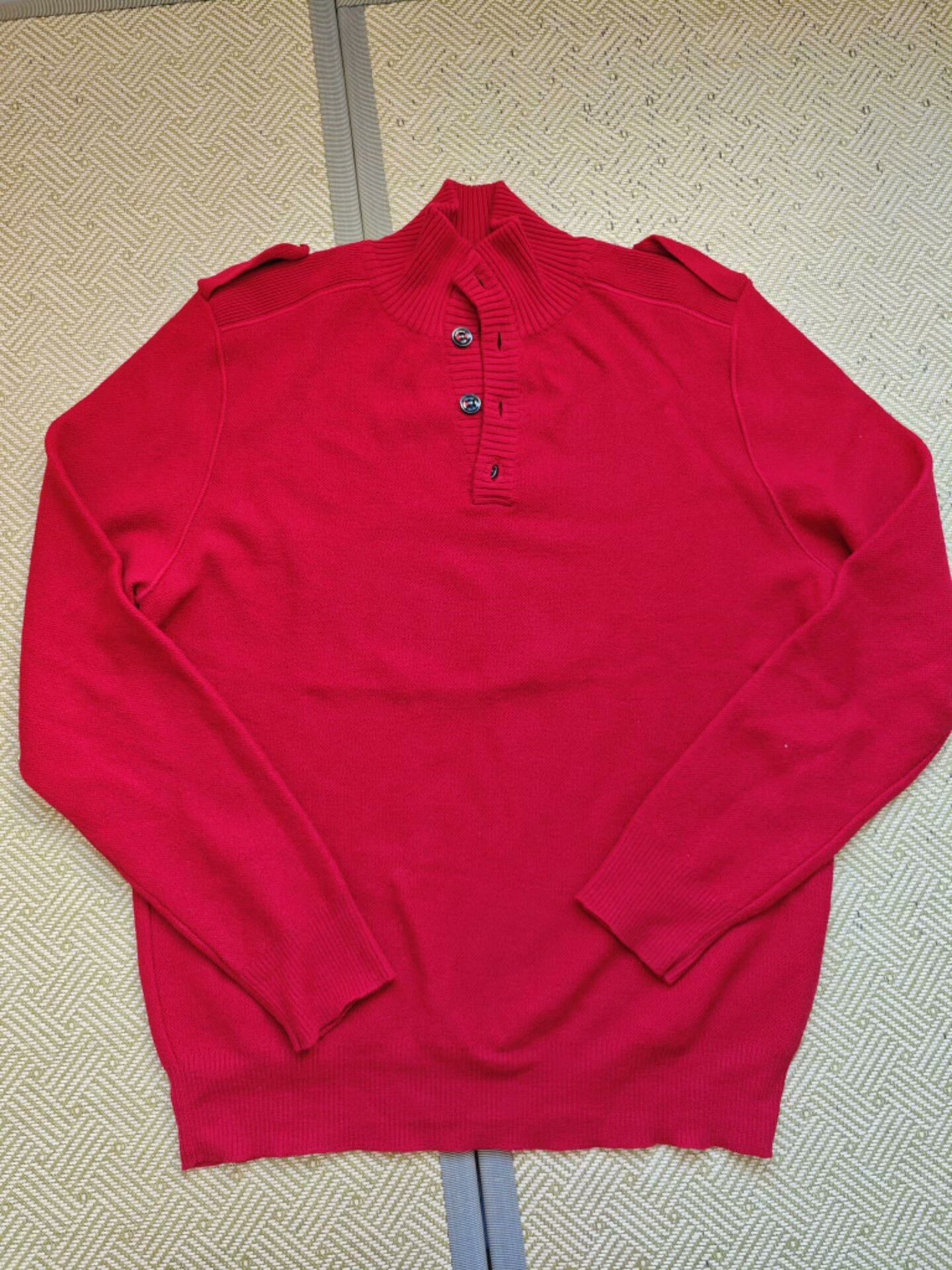 Burberry Burberry Red Military Style Wool Sweater Size US XL / EU 56 / 4 - 2 Thumbnail