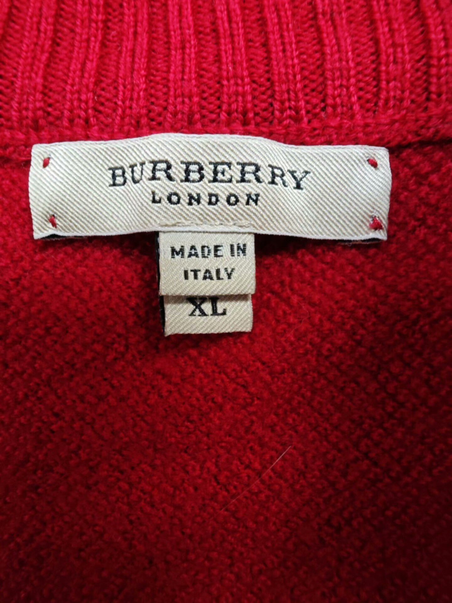 Burberry Burberry Red Military Style Wool Sweater Size US XL / EU 56 / 4 - 5 Thumbnail