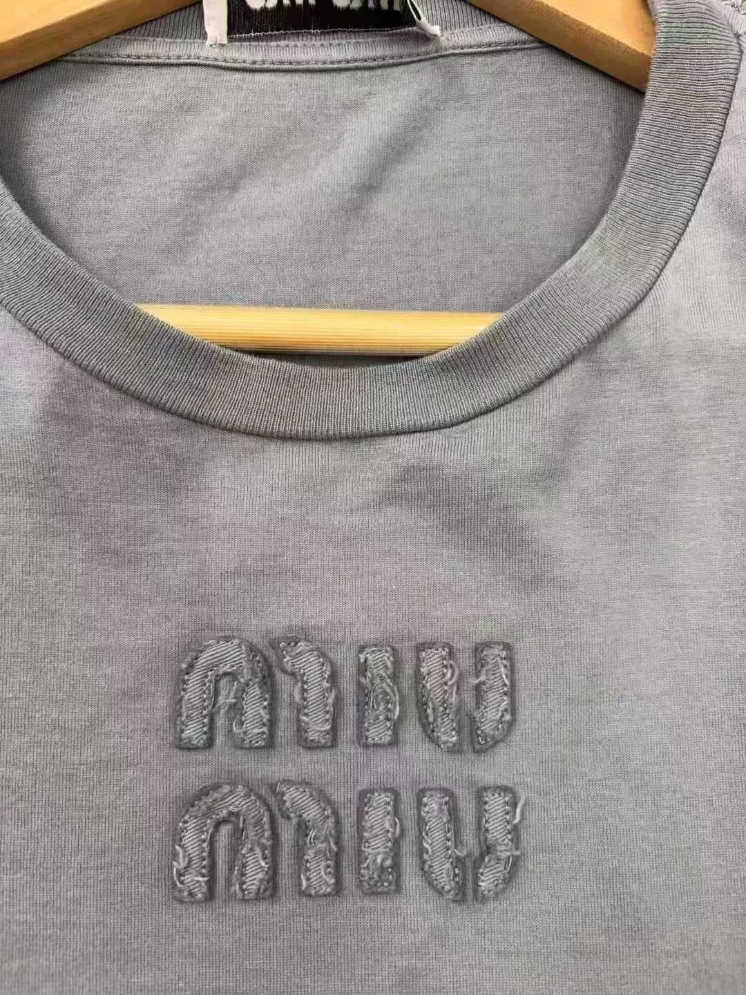 Miu Miu gray embroidered logo long sleeve top Size S / US 4 / IT 40 - 4 Thumbnail