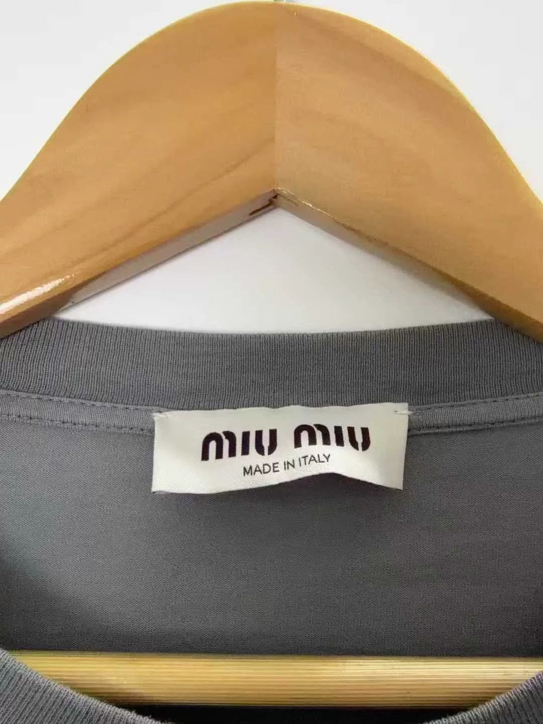 Miu Miu gray embroidered logo long sleeve top Size S / US 4 / IT 40 - 3 Thumbnail