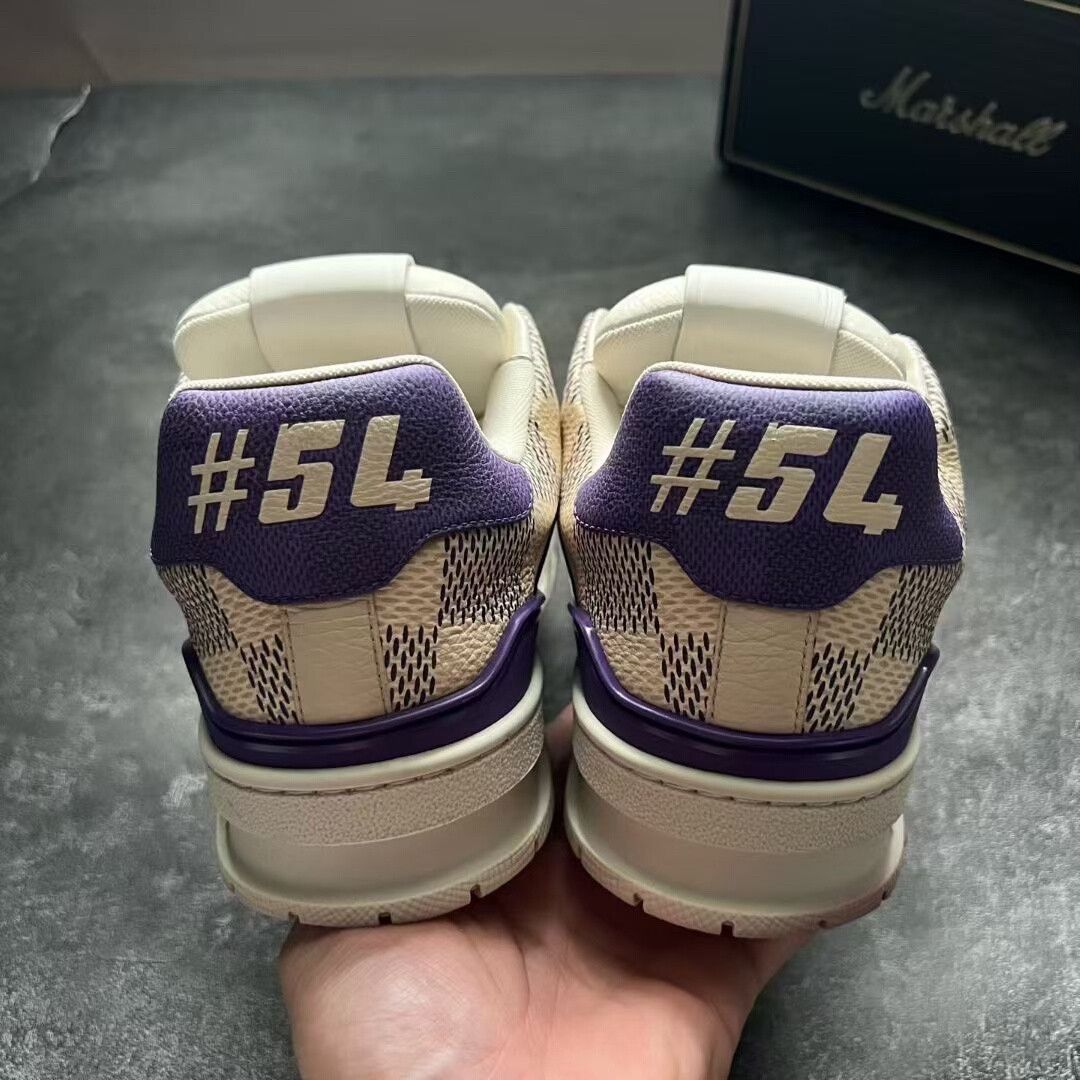 Louis Vuitton louis vuitton lv trainer purple checkered sneakers Size US 7.5 / EU 40-41 - 3 Thumbnail