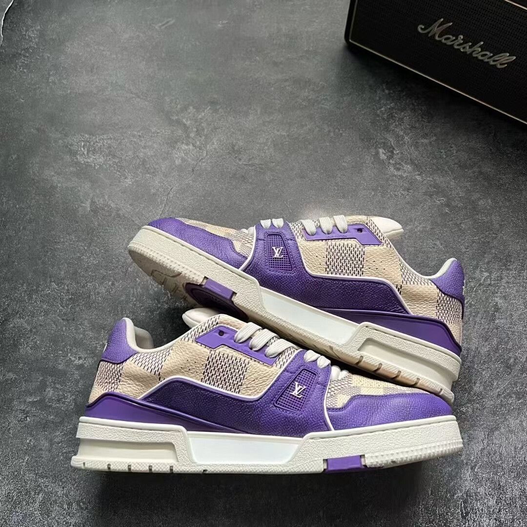 Louis Vuitton louis vuitton lv trainer purple checkered sneakers Size US 7.5 / EU 40-41 - 9 Thumbnail