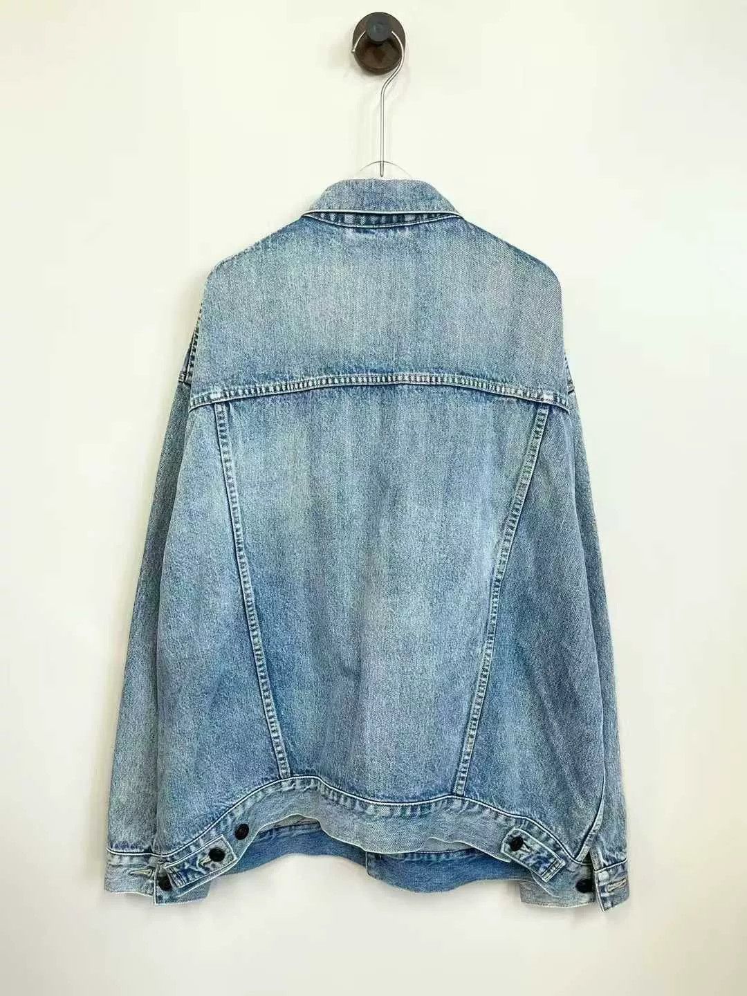 Balenciaga Balenciaga Blue Denim Jacket with Logo Embroidery Size US XS / EU 42 / 0 - 2 Thumbnail