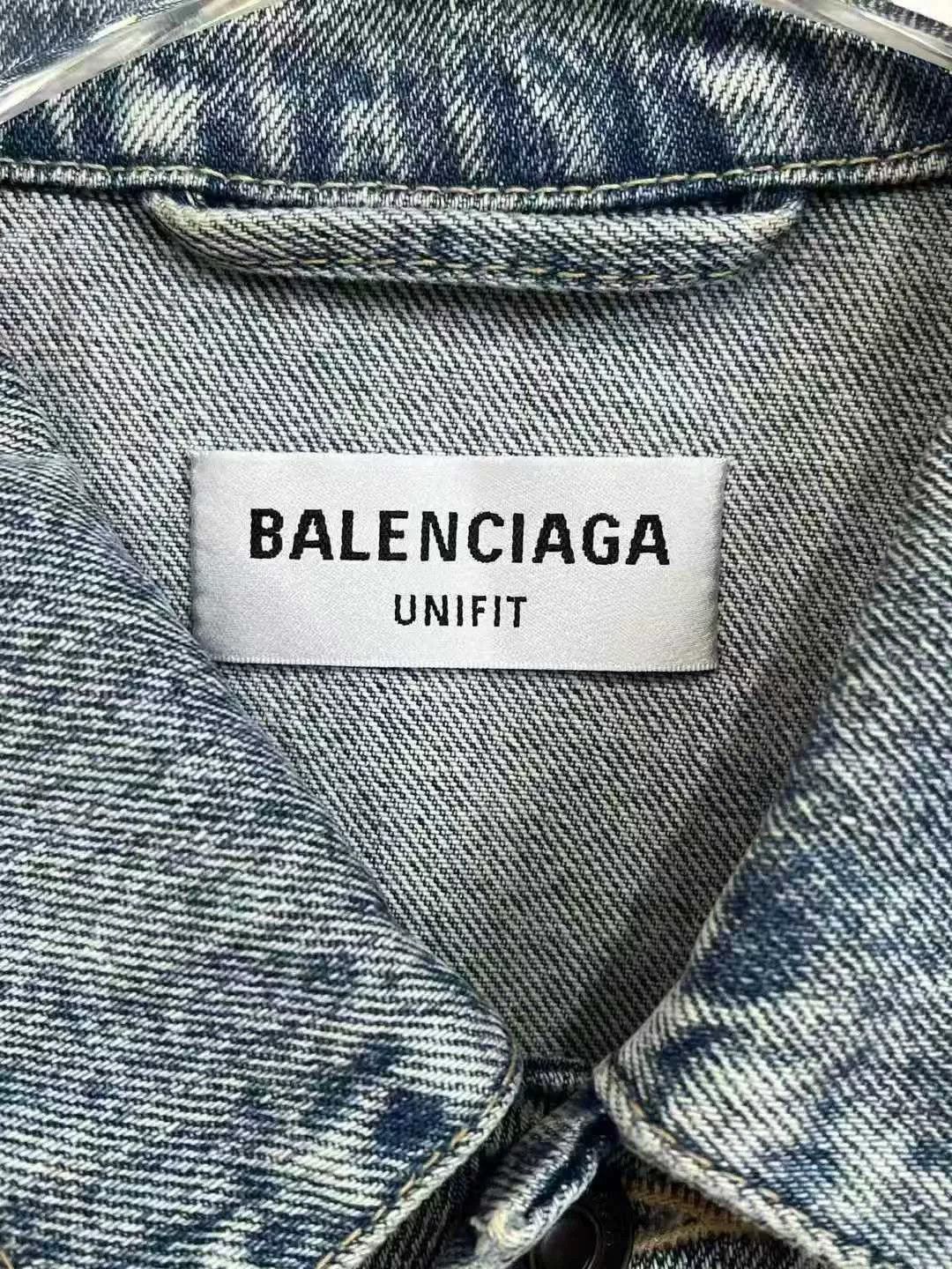 Balenciaga Balenciaga Blue Denim Jacket with Logo Embroidery Size US XS / EU 42 / 0 - 3 Thumbnail