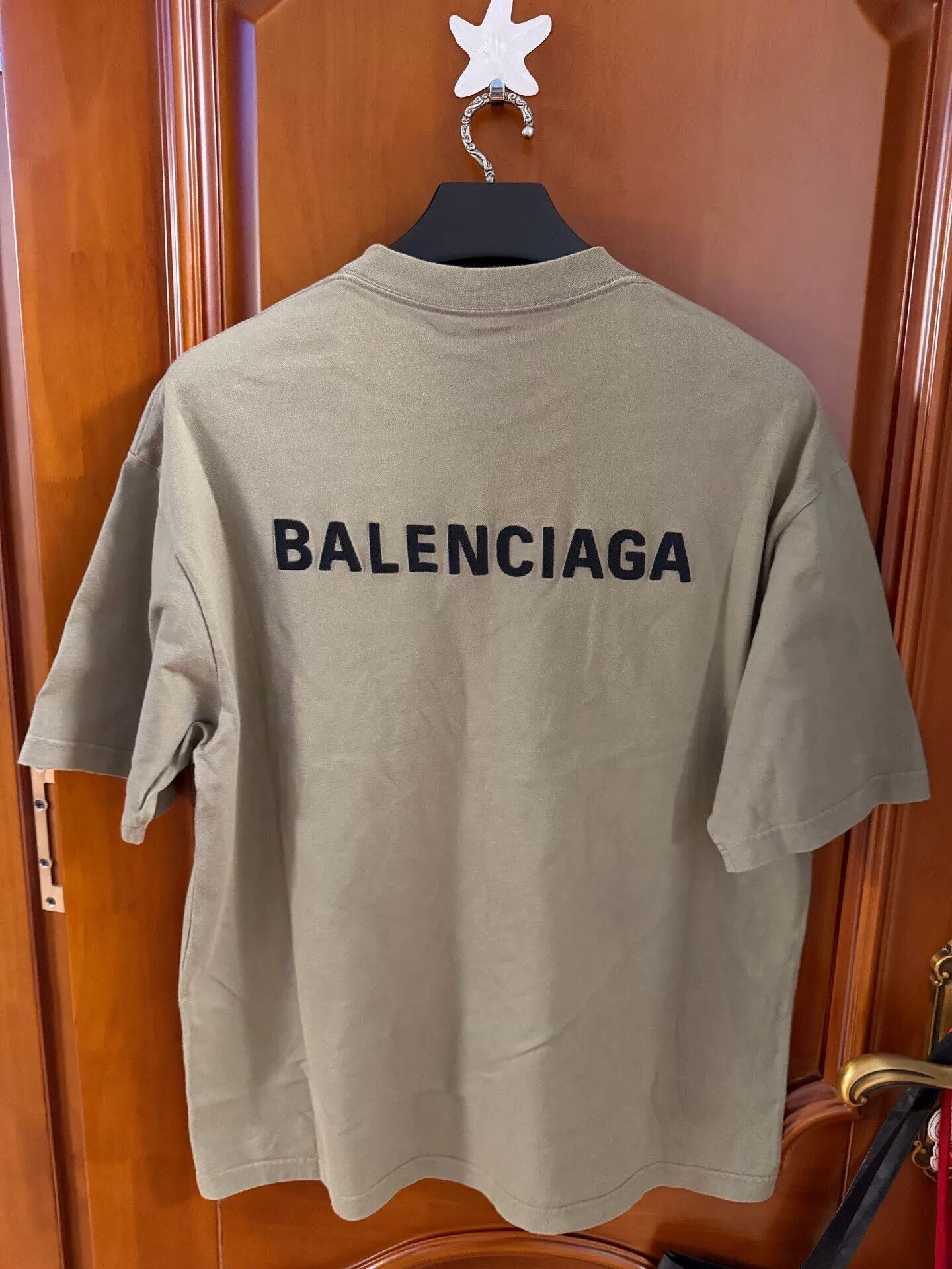 Balenciaga Balenciaga Khaki Embroidered Logo Short Sleeve Shirt Size US M / EU 48-50 / 2 - 2 Thumbnail