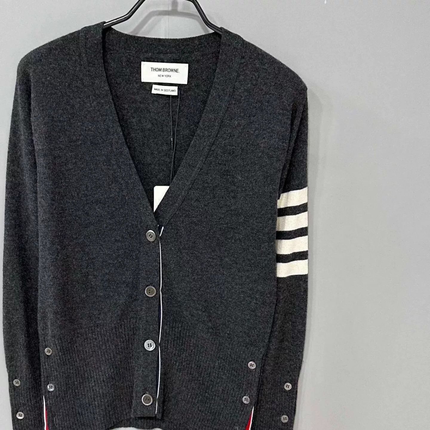 Thom Browne classic gray cashmere cardigan by Thom Browne Size US M / EU 48-50 / 2 - 2 Thumbnail