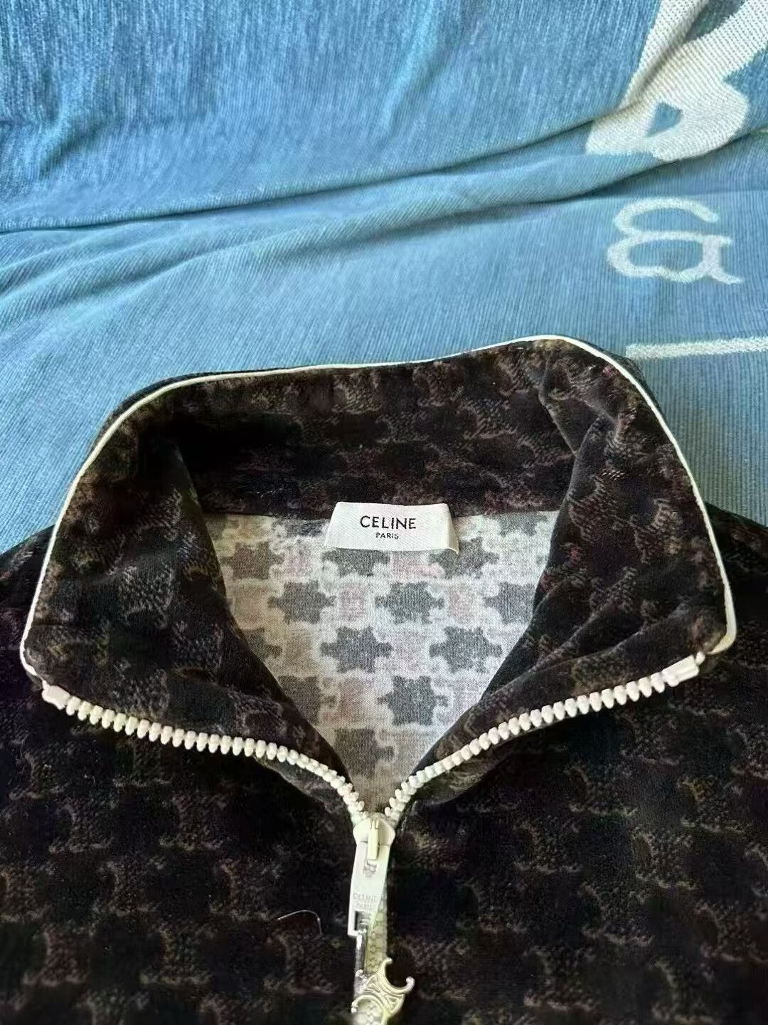 Celine celine velvet printed jacket size L Size L / US 10 / IT 46 - 3 Thumbnail