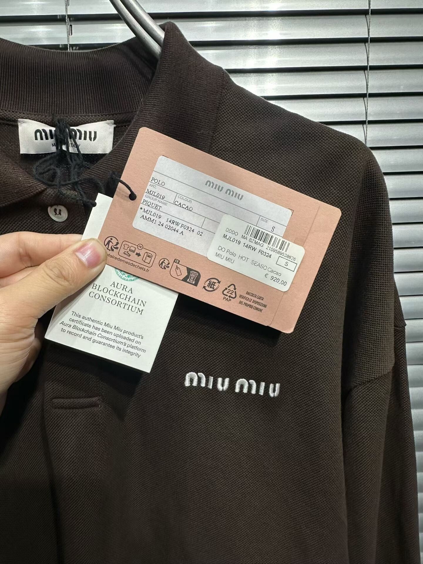 Miu Miu brown embroidered logo long sleeve polo Size S / US 4 / IT 40 - 3 Thumbnail