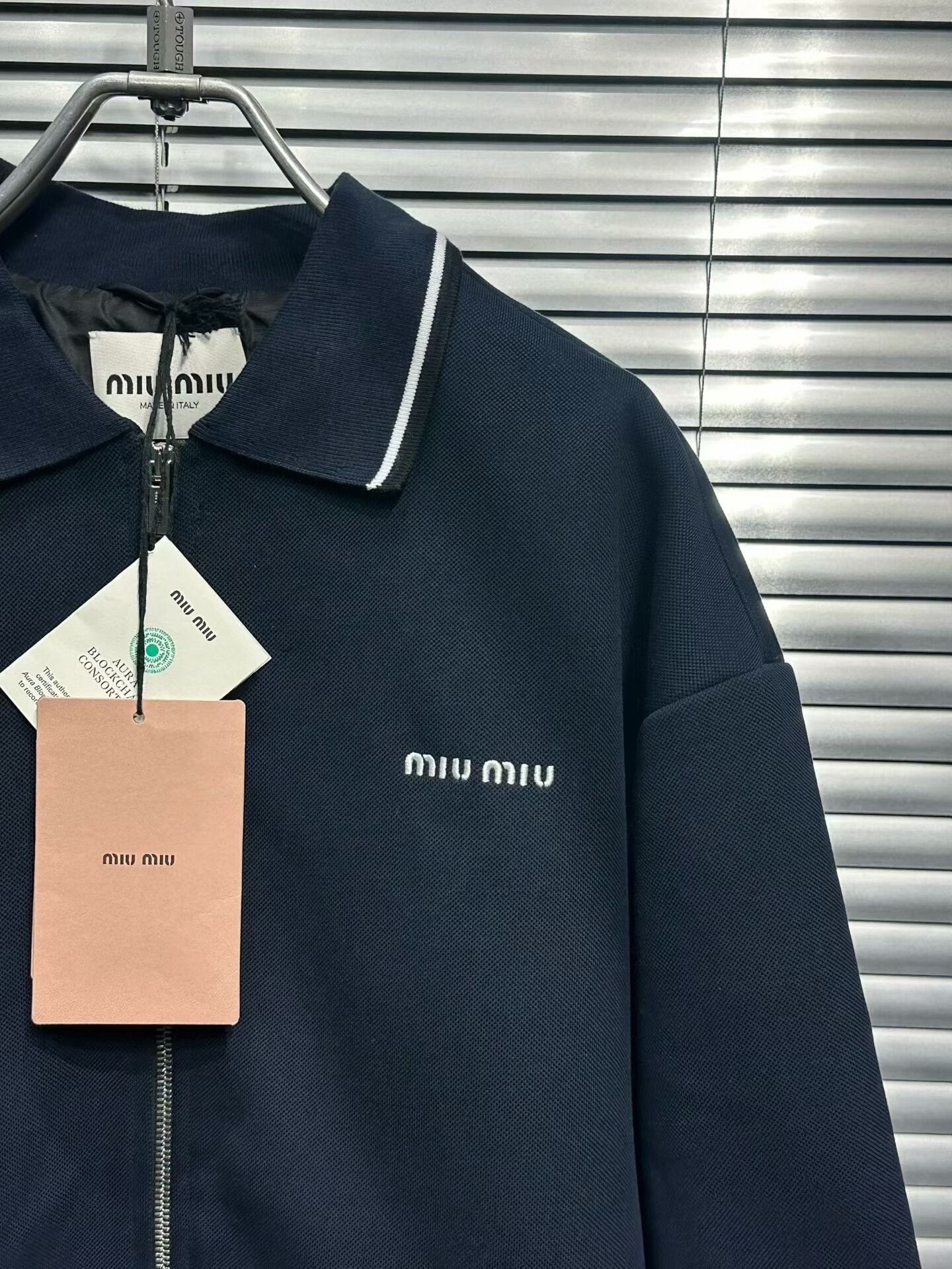 Miu Miu miu miu navy blue embroidered zip jacket Size M / US 6-8 / IT 42-44 - 3 Thumbnail