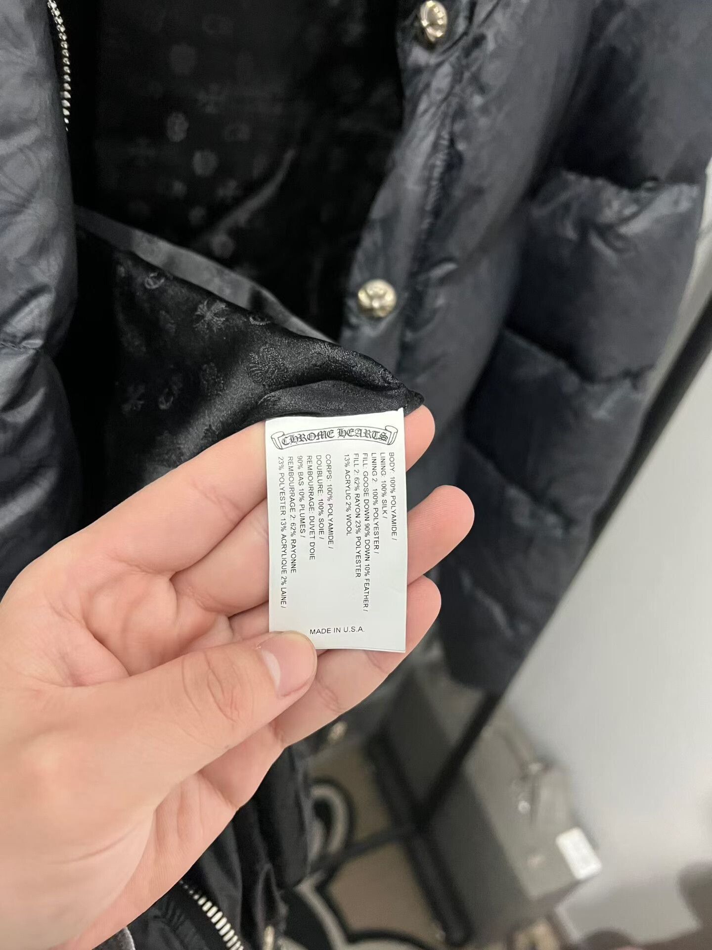 Chrome Hearts chrome hearts black pattern puffer jacket Size US L / EU 52-54 / 3 - 4 Thumbnail