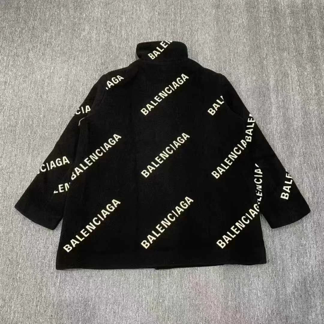 Balenciaga black wool coat with logo print Size US S / EU 44-46 / 1 - 2 Thumbnail