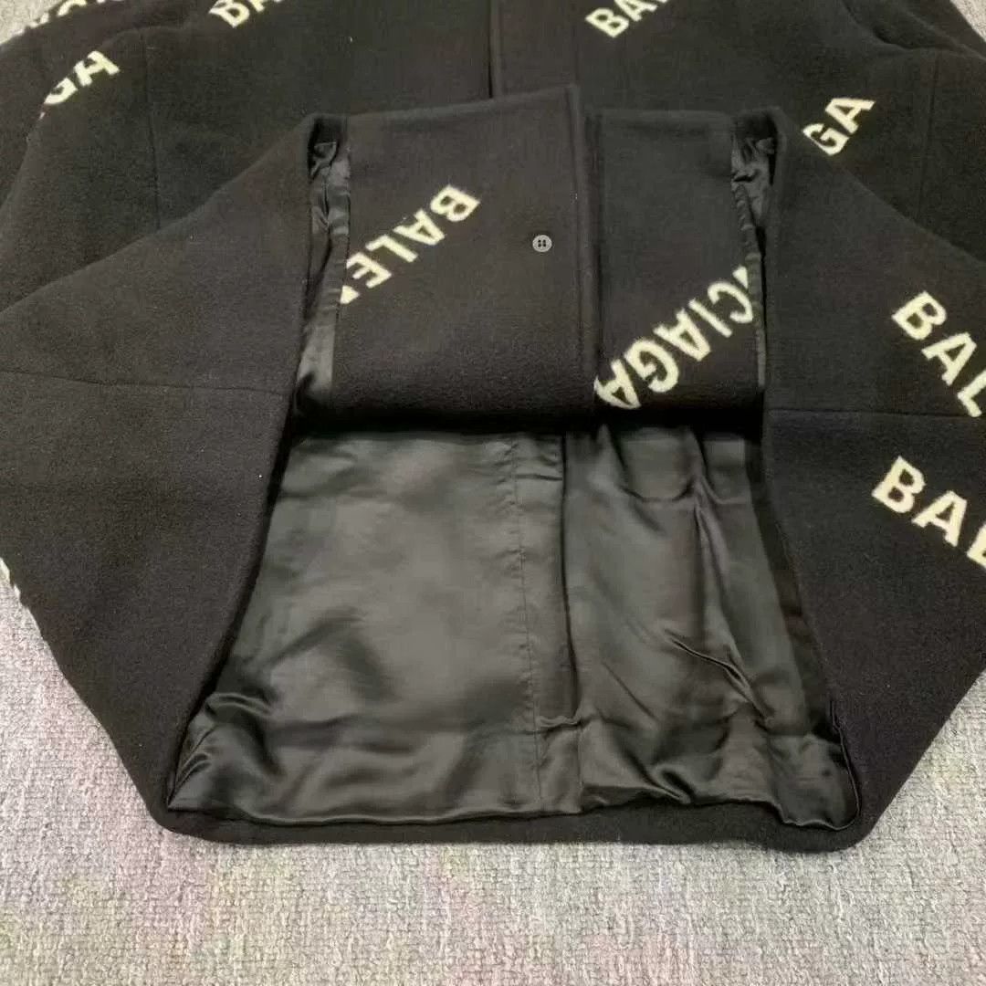 Balenciaga black wool coat with logo print Size US S / EU 44-46 / 1 - 5 Thumbnail