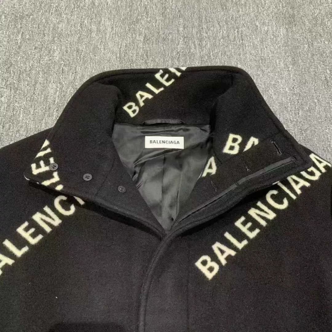 Balenciaga black wool coat with logo print Size US S / EU 44-46 / 1 - 4 Thumbnail