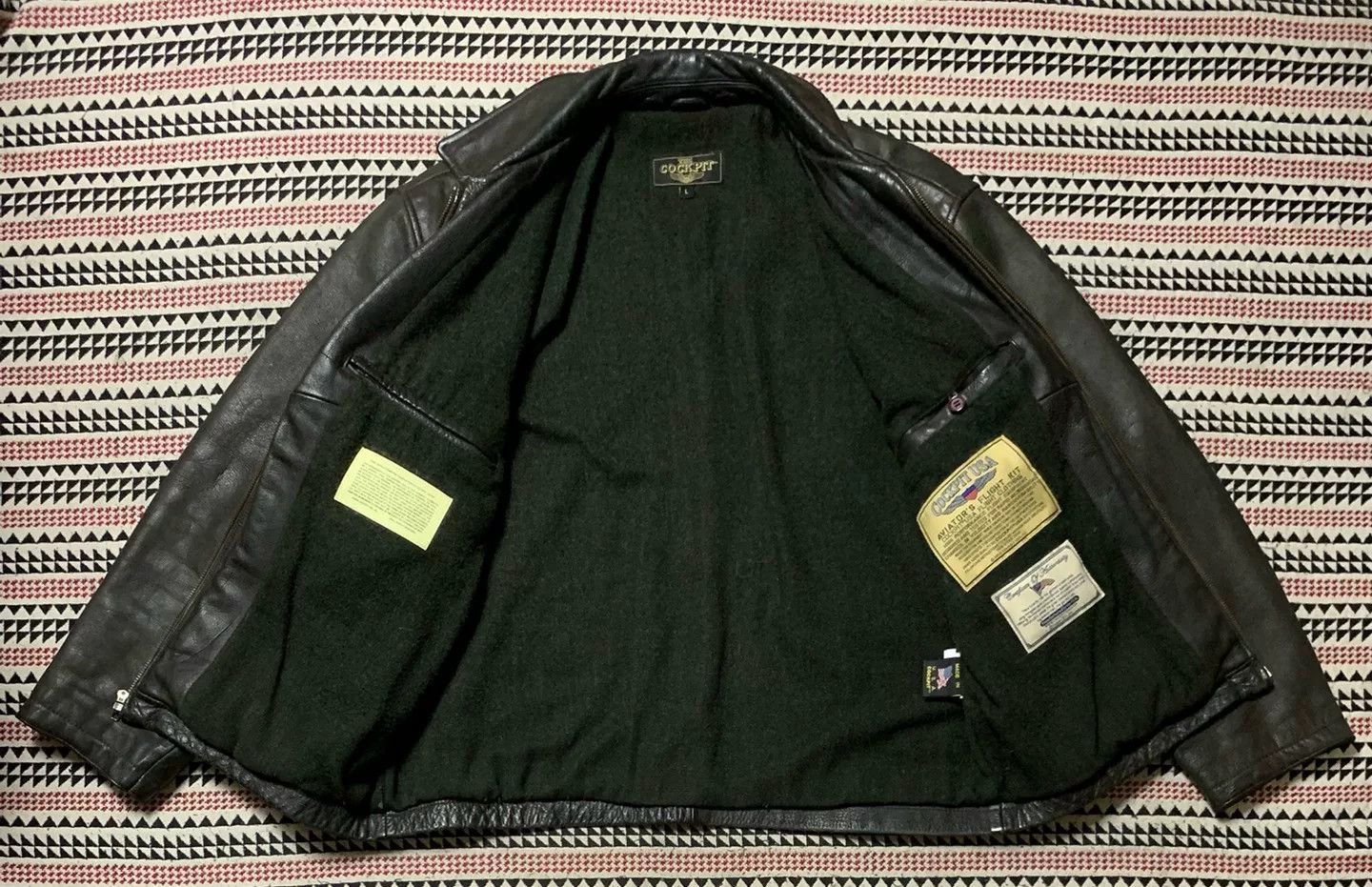Cockpit USA black leather jacket with quilted lining Size US L / EU 52-54 / 3 - 3 Thumbnail