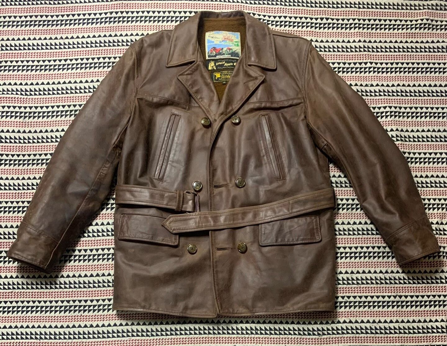Aero Leathers brown leather AERO coat with belt Size US M / EU 48-50 / 2 - 2 Thumbnail