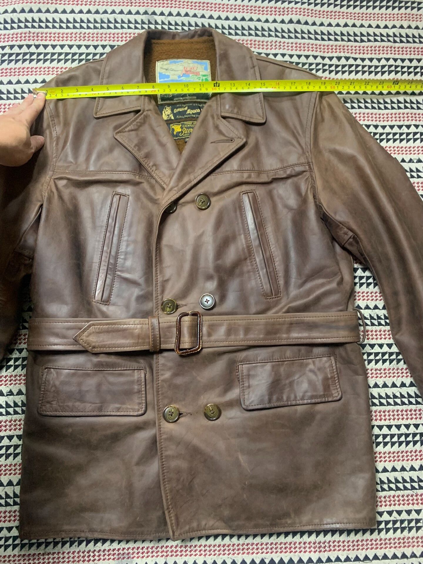 Aero Leathers brown leather AERO coat with belt Size US M / EU 48-50 / 2 - 6 Thumbnail