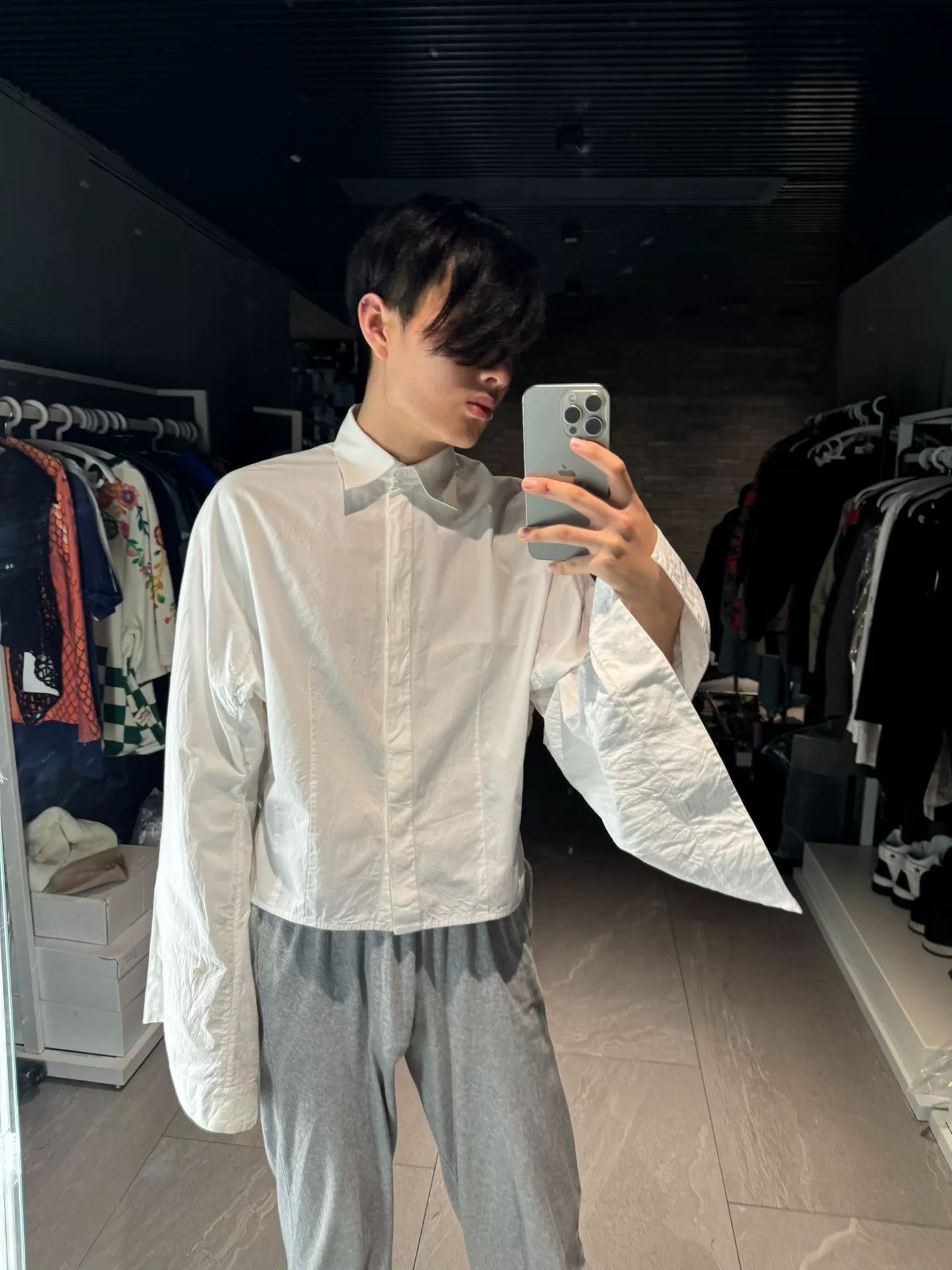 Celine celine white structured shirt with flared sleeves Size M / US 6-8 / IT 42-44 - 4 Thumbnail