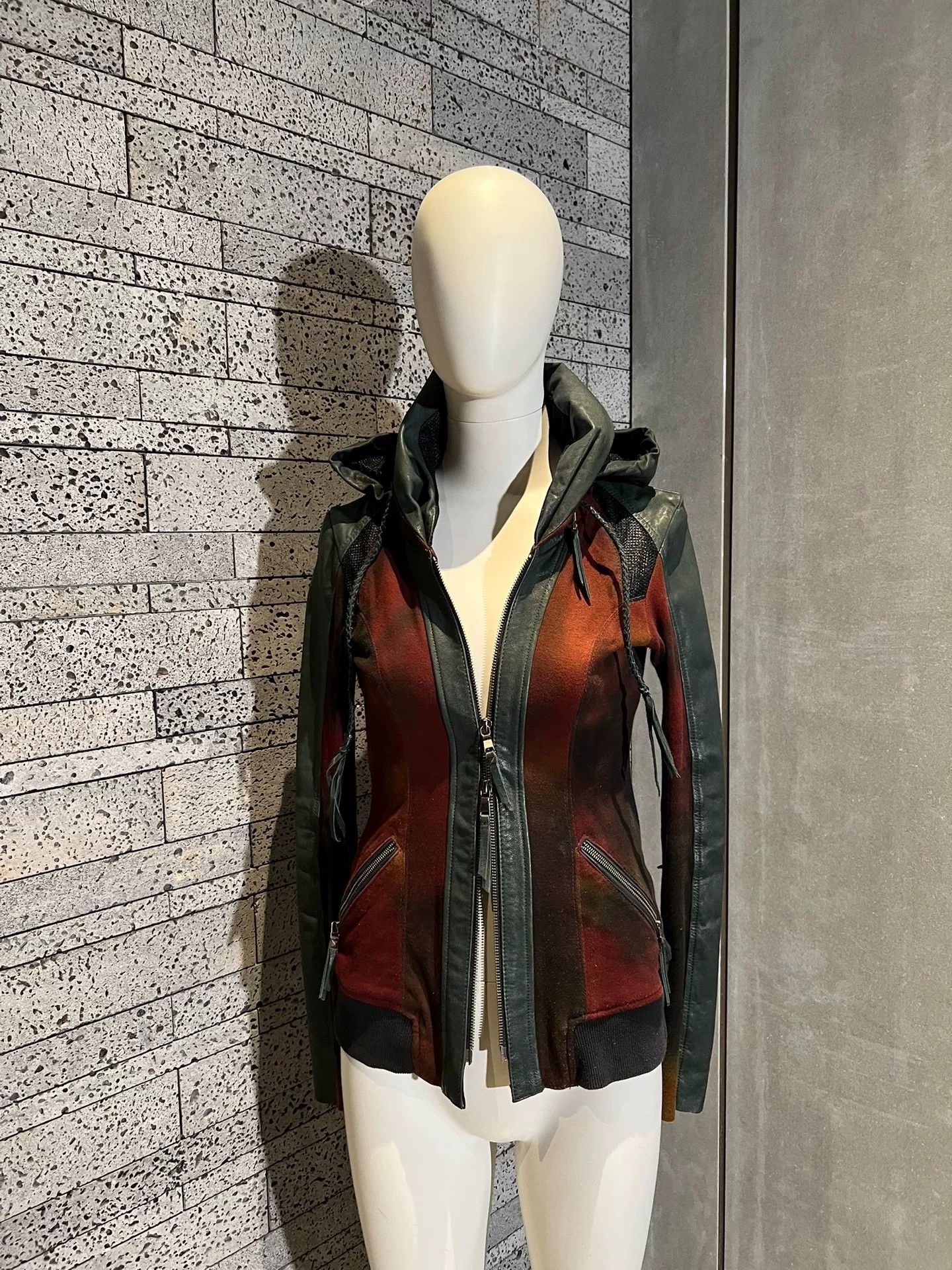 14th Addiction avant-garde leather bomber jacket with hood Size XS / US 0-2 / IT 36-38 - 2 Thumbnail