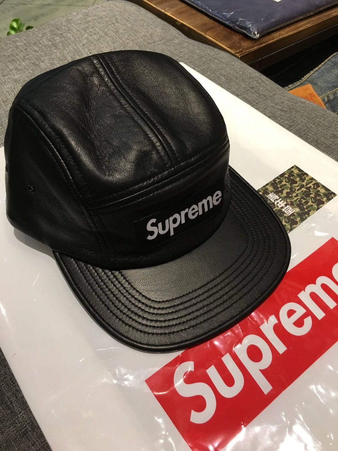 Supreme supreme leather camp cap black Size ONE SIZE - 4 Thumbnail