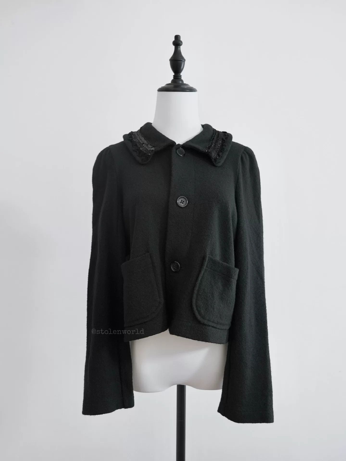 Comme des Garcons Black Wool Jacket with Sequin Detail Size M / US 6-8 / IT 42-44 - 3 Thumbnail