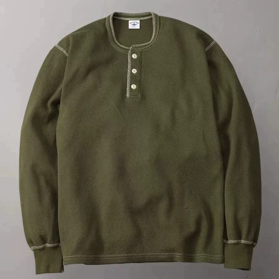 The Flat Head Vintage Black Waffle Henley Long Sleeve Shirt Size US XXS / EU 40 - 3 Thumbnail